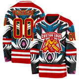 Custom Red Blue Black Purple Yellow-White 3D Pattern Cyber Mecha E-sport Hockey Jersey