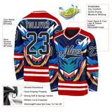 Custom Red Black Blue Yellow-White 3D Pattern Cyber Mecha E-sport Hockey Jersey