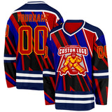 Custom Blue Red Navy Yellow-White 3D Pattern Cyber Mecha E-sport Hockey Jersey