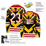 Custom Gold White Black-Red 3D Pattern Cyber Mecha E-sport Hockey Jersey