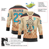 Custom City Cream Lakes Blue Black-Red 3D Pattern Native Americans Tribal Indigenous People Hockey Lace Neck Jersey