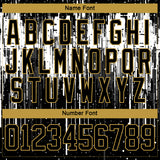 Custom Black Old Gold Steel Gray-White 3D Pattern Dripping Splatter Hockey Lace Neck Jersey