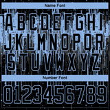 Custom Black Light Blue Steel Gray-White 3D Pattern Dripping Splatter Hockey Lace Neck Jersey