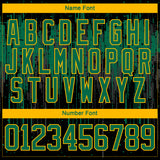 Custom Black Kelly Green Gold Steel Gray-White 3D Pattern Dripping Splatter Hockey Lace Neck Jersey