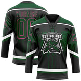 Custom Black Green Pink Steel Gray-White 3D Pattern Dripping Splatter Hockey Lace Neck Jersey