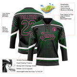 Custom Black Green Pink Steel Gray-White 3D Pattern Dripping Splatter Hockey Lace Neck Jersey