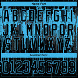 Custom Black Sky Blue Steel Gray-White 3D Pattern Dripping Splatter Hockey Lace Neck Jersey