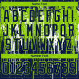 Custom Navy Neon Green-White 3D Pattern Dripping Splatter Hockey Lace Neck Jersey