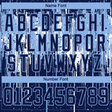 Custom Navy Light Blue-White 3D Pattern Dripping Splatter Hockey Lace Neck Jersey