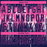 Custom Navy Pink-White 3D Pattern Dripping Splatter Hockey Lace Neck Jersey