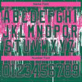 Custom Kelly Green Pink-White 3D Pattern Dripping Splatter Hockey Lace Neck Jersey