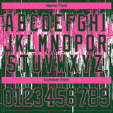 Custom Green Pink-White 3D Pattern Dripping Splatter Hockey Lace Neck Jersey