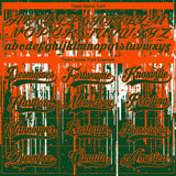 Custom Green Orange-White 3D Pattern Dripping Splatter Hockey Lace Neck Jersey