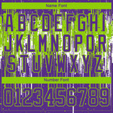 Custom Purple Neon Green-White 3D Pattern Dripping Splatter Hockey Lace Neck Jersey