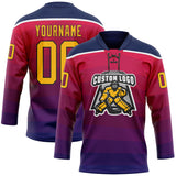 Custom Navy Gold Red Black-White 3D Pattern Abstract Gradient Halftone Hockey Lace Neck Jersey