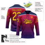 Custom Navy Gold Red Black-White 3D Pattern Abstract Gradient Halftone Hockey Lace Neck Jersey