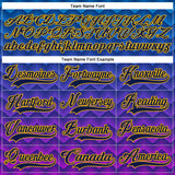 Custom Blue Navy Purple-Gold 3D Pattern Abstract Gradient Halftone Hockey Lace Neck Jersey