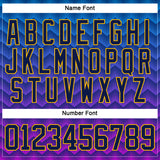 Custom Blue Navy Purple-Gold 3D Pattern Abstract Gradient Halftone Hockey Lace Neck Jersey