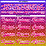 Custom Purple Hot Pink Old Gold-White 3D Pattern Abstract Gradient Halftone Hockey Lace Neck Jersey