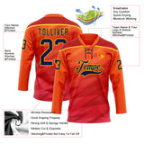 Custom Orange Navy Red-Gold 3D Pattern Abstract Gradient Halftone Hockey Lace Neck Jersey