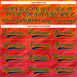 Custom Orange Navy Red-Gold 3D Pattern Abstract Gradient Halftone Hockey Lace Neck Jersey