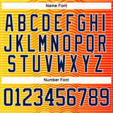 Custom Orange Navy Yellow-White 3D Pattern Abstract Gradient Halftone Hockey Lace Neck Jersey