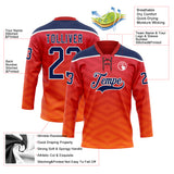 Custom Red Navy Yellow-White 3D Pattern Abstract Gradient Halftone Hockey Lace Neck Jersey