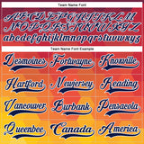 Custom Crimson Navy Yellow-White 3D Pattern Abstract Gradient Halftone Hockey Lace Neck Jersey