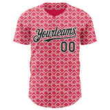 Custom Neon Pink Black-White Valentine's Day Love Heart Authentic Baseball Jersey