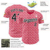 Custom Neon Pink Black-White Valentine's Day Love Heart Authentic Baseball Jersey