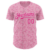 Custom Light Pink Hot Pink-White Valentine's Day Unicorn Authentic Baseball Jersey