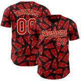 Custom Black Red-Cream Valentine's Day Love Heart Authentic Baseball Jersey