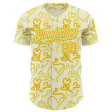 Custom Cream Gold Neon Green-White Valentine's Day Love Heart Authentic Baseball Jersey