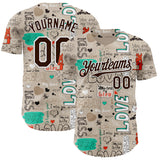 Custom Gray Brown-White Valentine's Day Love Authentic Baseball Jersey