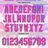 Custom Pink Dark Purple-White Valentine's Day Gradient Coconut Trees Authentic Baseball Jersey