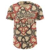 Custom City Cream Black Valentine's Day Love Heart Authentic Baseball Jersey