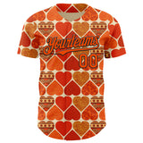 Custom Orange Cream-Black Valentine's Day Love Heart Authentic Baseball Jersey