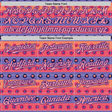 Custom Orange Medium Pink-Dark Purple Valentine's Day Love Heart Authentic Baseball Jersey