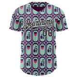 Custom Purple Black Green-White Valentine's Day Love Heart Authentic Baseball Jersey