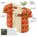 Custom Orange Cream-Black Valentine's Day Love Heart Authentic Baseball Jersey