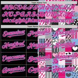 Custom Black Hot Pink-Light Blue Valentine's Day Love Heart Authentic Baseball Jersey