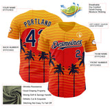 Custom Yellow Navy Orange-Cream Valentine's Day Gradient Coconut Trees Authentic Baseball Jersey
