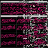 Custom Black Hot Pink Valentine's Day Love Heart Authentic Baseball Jersey