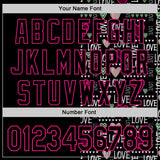Custom Black Hot Pink Valentine's Day Love Heart Authentic Baseball Jersey