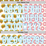 Custom White Sky Blue Valentine's Day Donut Meets Hamburger Authentic Baseball Jersey