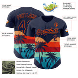 Custom Navy Orange Valentine's Day Coconut Trees Authentic Baseball Jersey