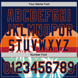 Custom Navy Orange Valentine's Day Coconut Trees Authentic Baseball Jersey