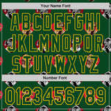 Custom Green Yellow Valentine's Day Love Heart Authentic Baseball Jersey