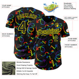 Custom Black Light Yellow Valentine's Day Arrow Pride Month Love Is Love Authentic Baseball Jersey