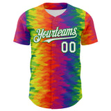 Custom Rainbow White-Grass Green Valentine's Day Gradient Pride Month Love Is Love Authentic Baseball Jersey